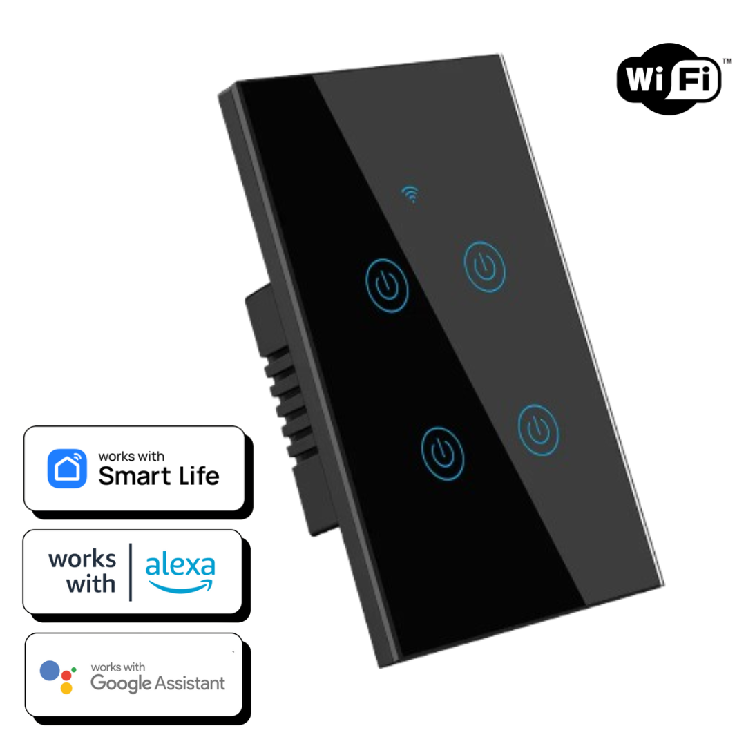 Interruptor de Luz Inteligente - 4 Botones WiFi + Bluetooth - Negro