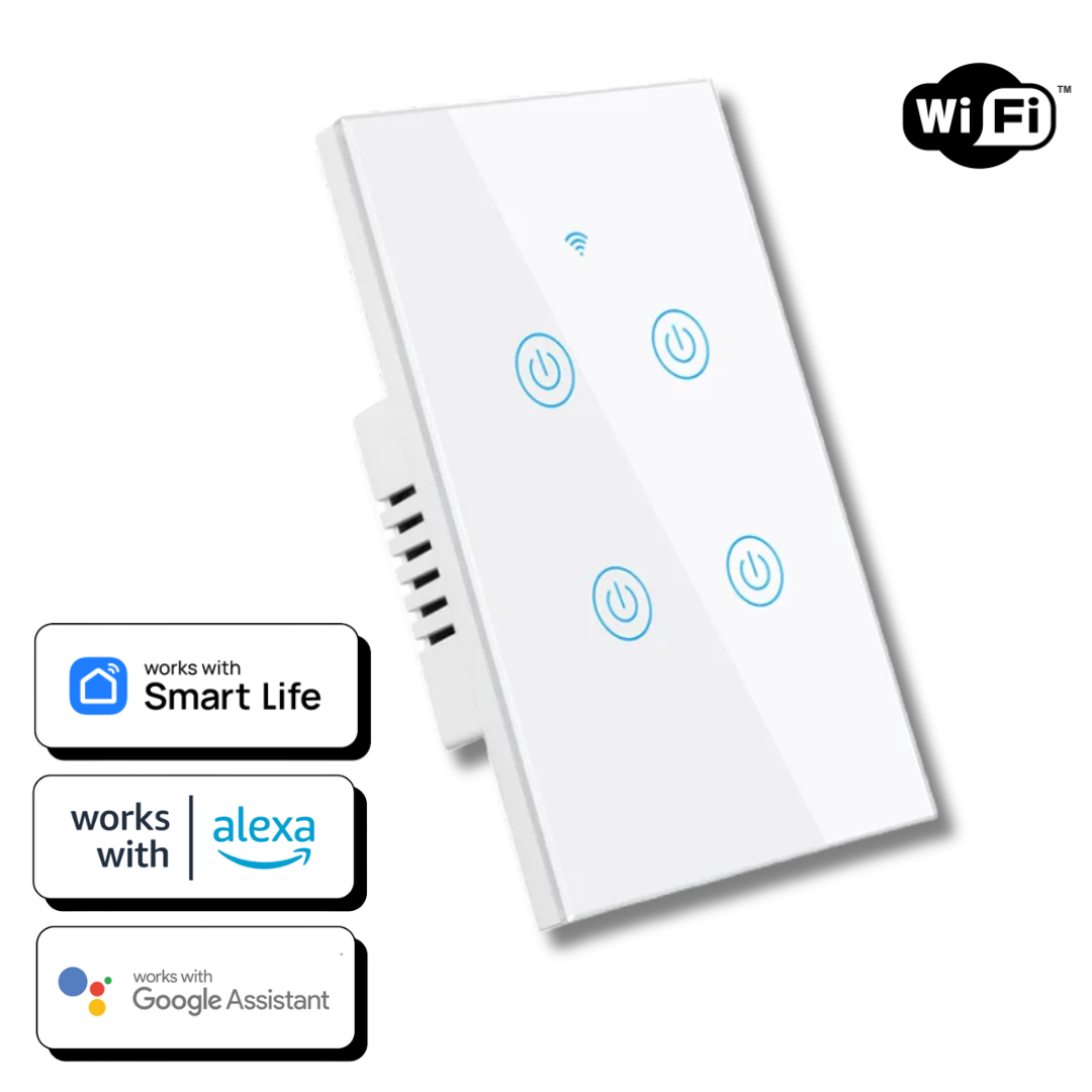 Interruptor de Luz Inteligente - 4 Botones WiFi + Bluetooth - Blanco