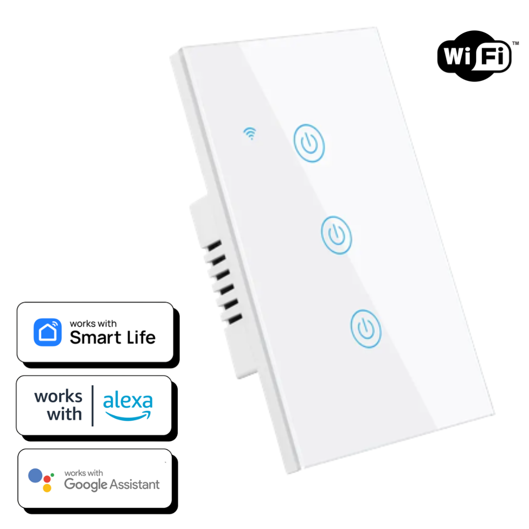 Interruptor de Luz Inteligente - 3 Botones WiFi + Bluetooth - Blanco