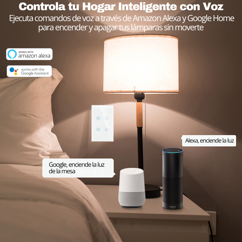 Interruptor de Luz Inteligente - 4 Botones WiFi + Bluetooth - Blanco