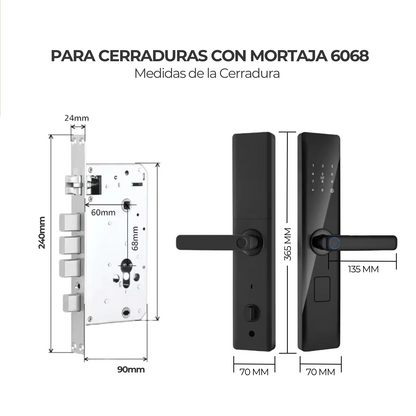 Medidas de la Cerradura Inteligente Plus