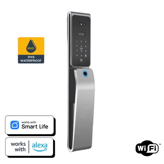 Cerradura Inteligente NEXPROX GREY EDITION - Exteriores-Alexa-Rostro-Palma