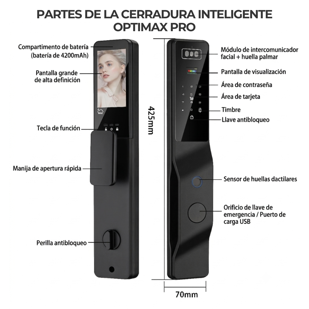 Cerradura Inteligente OPTIMAX PRO - Interiores
