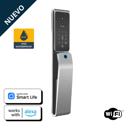 Cerradura Inteligente NEXPROX GREY EDITION - Exteriores-Alexa-Rostro-Palma