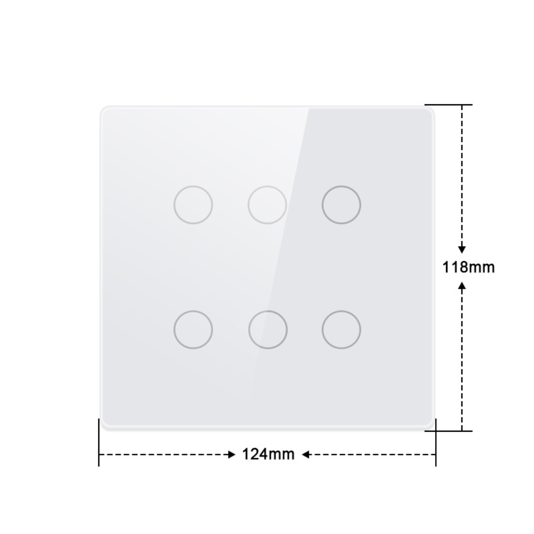 Interruptor de Luz Inteligente - 6 Botones WiFi + Bluetooth - Negro