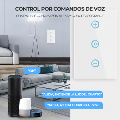 Interruptor de Luz Inteligente - 1 Botón con Dimmer - WiFi + Bluetooth - Blanco