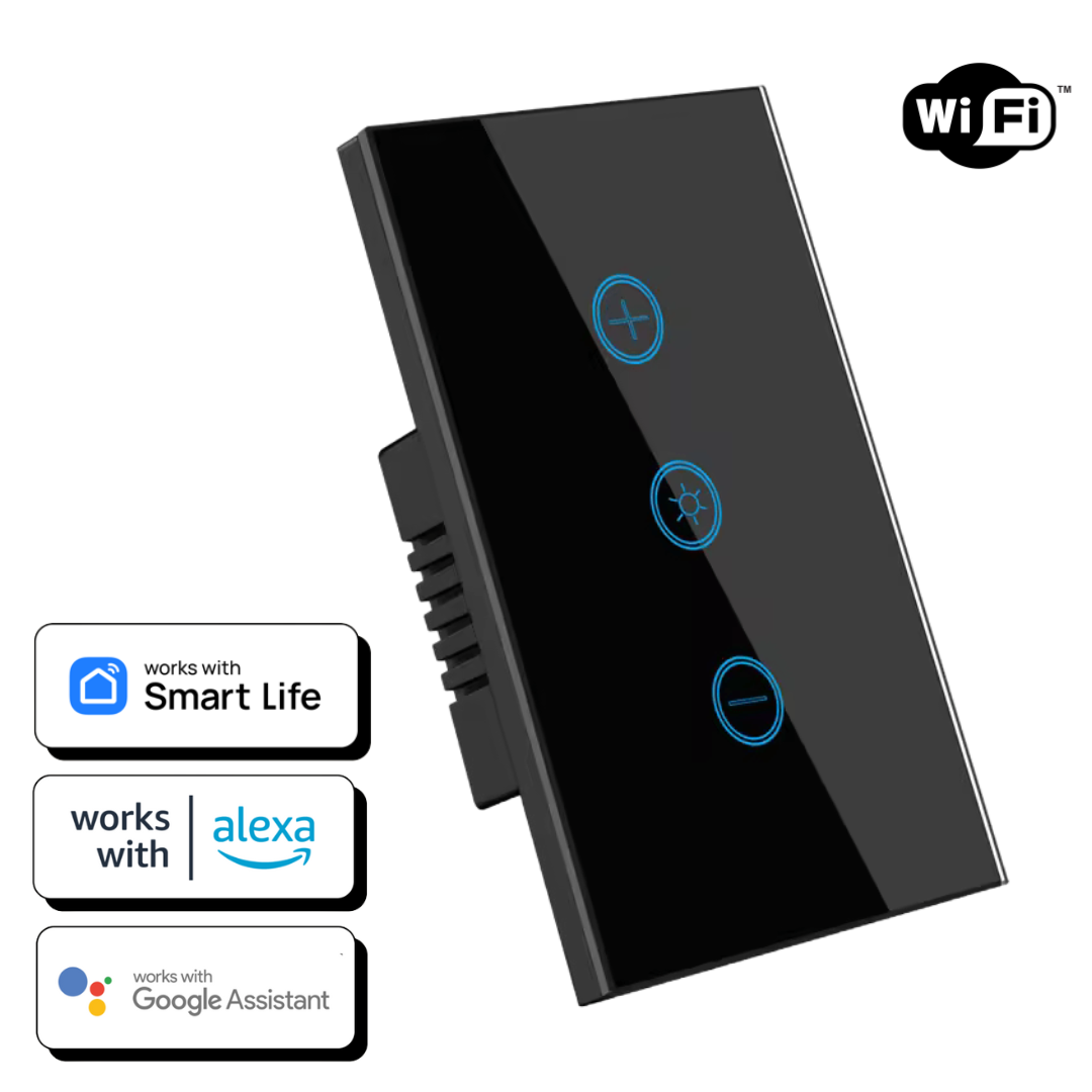 Interruptor de Luz Inteligente - 1 Botón con Dimmer - WiFi + Bluetooth - Negro