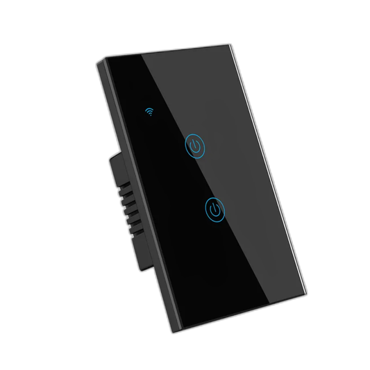 Interruptor de Luz Inteligente - 2 Botones WiFi + Bluetooth - Negro