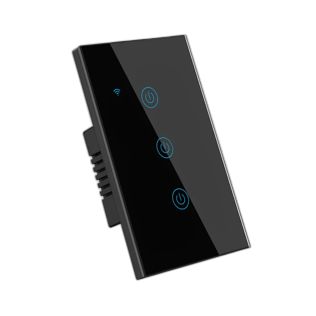 Interruptor de Luz Inteligente - 3 Botones WiFi + Bluetooth - Negro