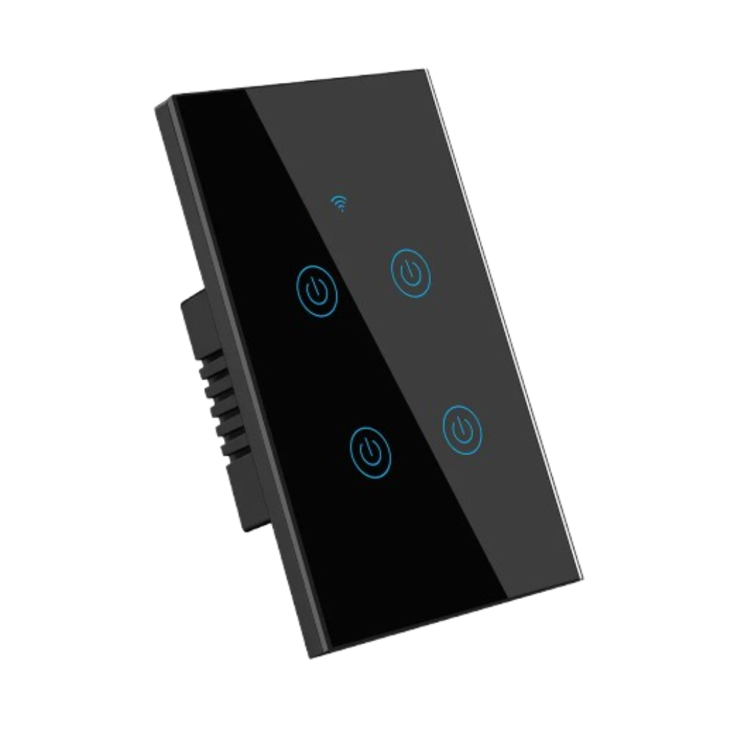Interruptor de Luz Inteligente - 4 Botones WiFi + Bluetooth - Negro