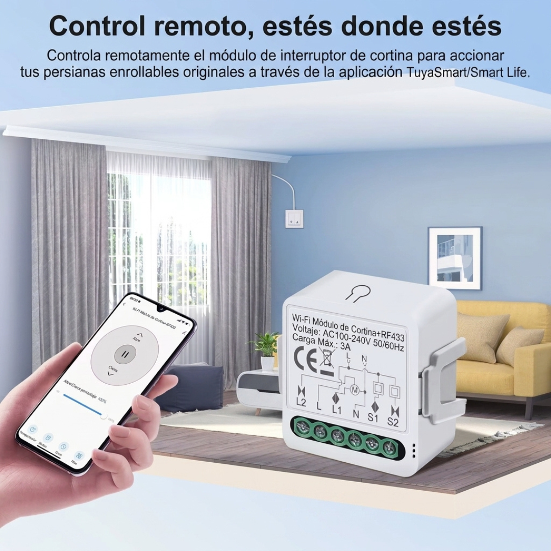 Módulo Inteligente WiFi+RF433 para Cortinas