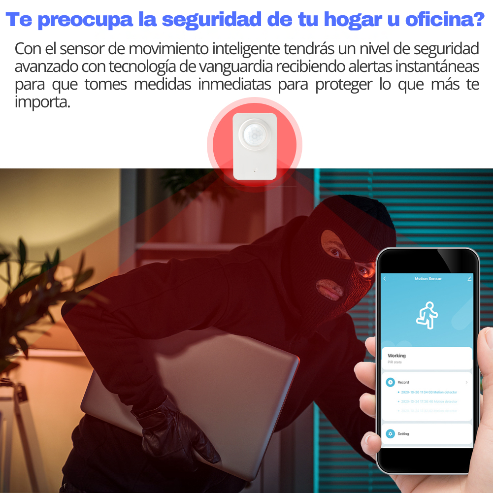 Sensor de Movimiento Inteligente PIR, Alertas en Celular