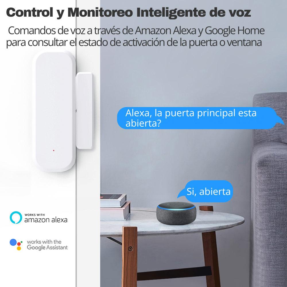 Sensor Inteligente de Puerta y Ventana, Alexa y Google Home