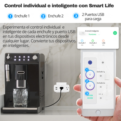 Enchufe Inteligente PLUS - 2 Tomas + 2 USB