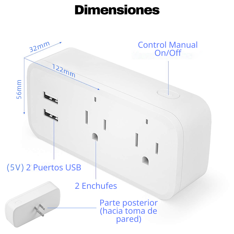 Enchufe Inteligente PLUS - 2 Tomas + 2 USB